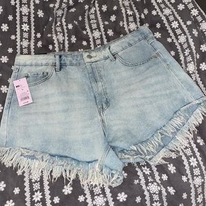 High rise denim shorts
